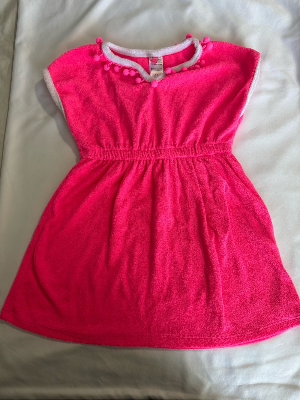 Betsey Johnson Kids Hot Pink Swim Coverup with White Trim